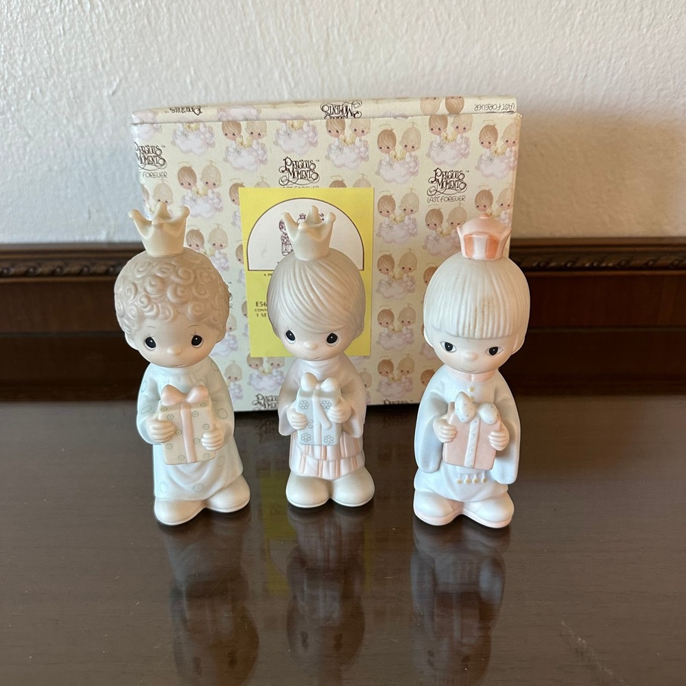 Precious Moments Three Wise Men Figurine Set E-5636 Vintage Nativity Magi Boxed